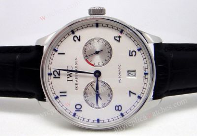 IWC Portuguese 7 days Steel White Power Reserve Dial-Best Fake IWC Watches